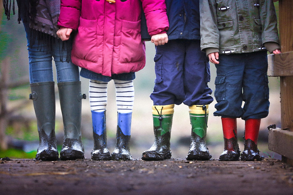 Muddy rain boots